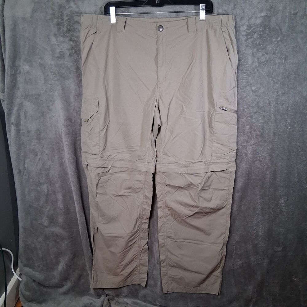 Columbia Omni Shade Convertible Cargo Pants Mens 42x30 Beige Khaki Inseam 29